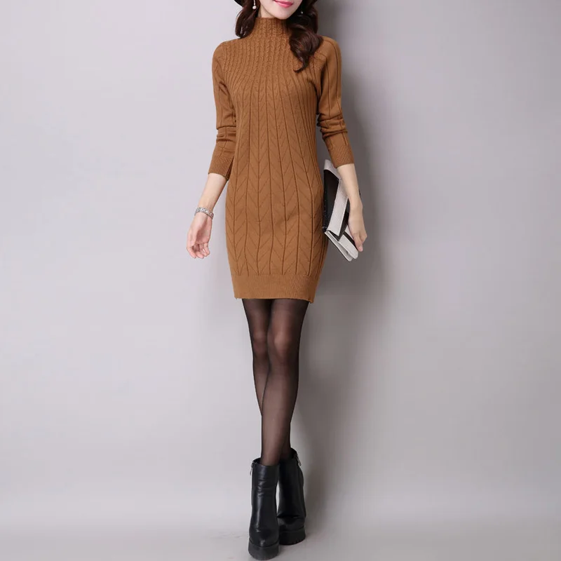 Модная женская трикотажная блузка с высоким воротником приталенная туника