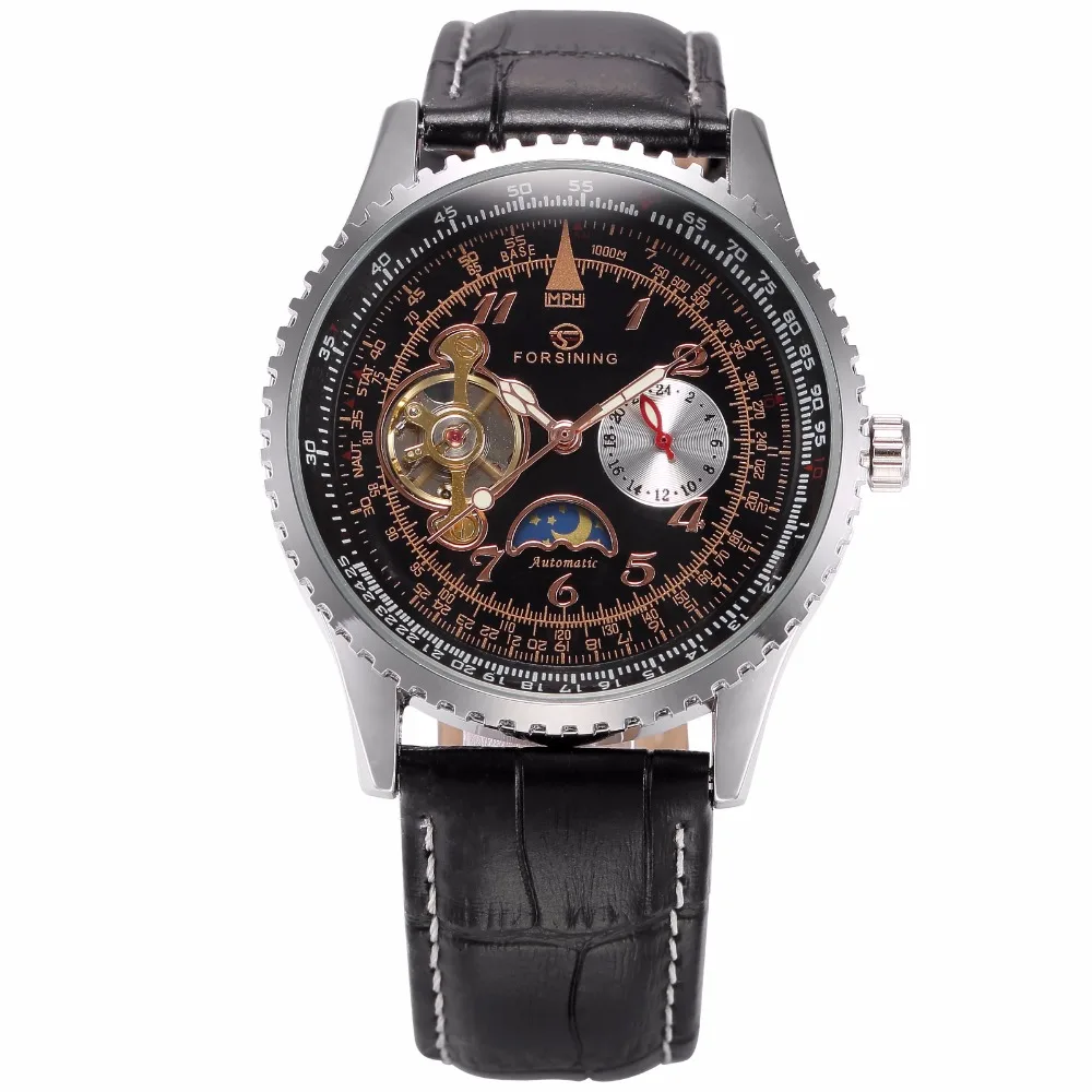 Часы наручные FORSINING Мужские автоматические механические с кожаным ремешком и