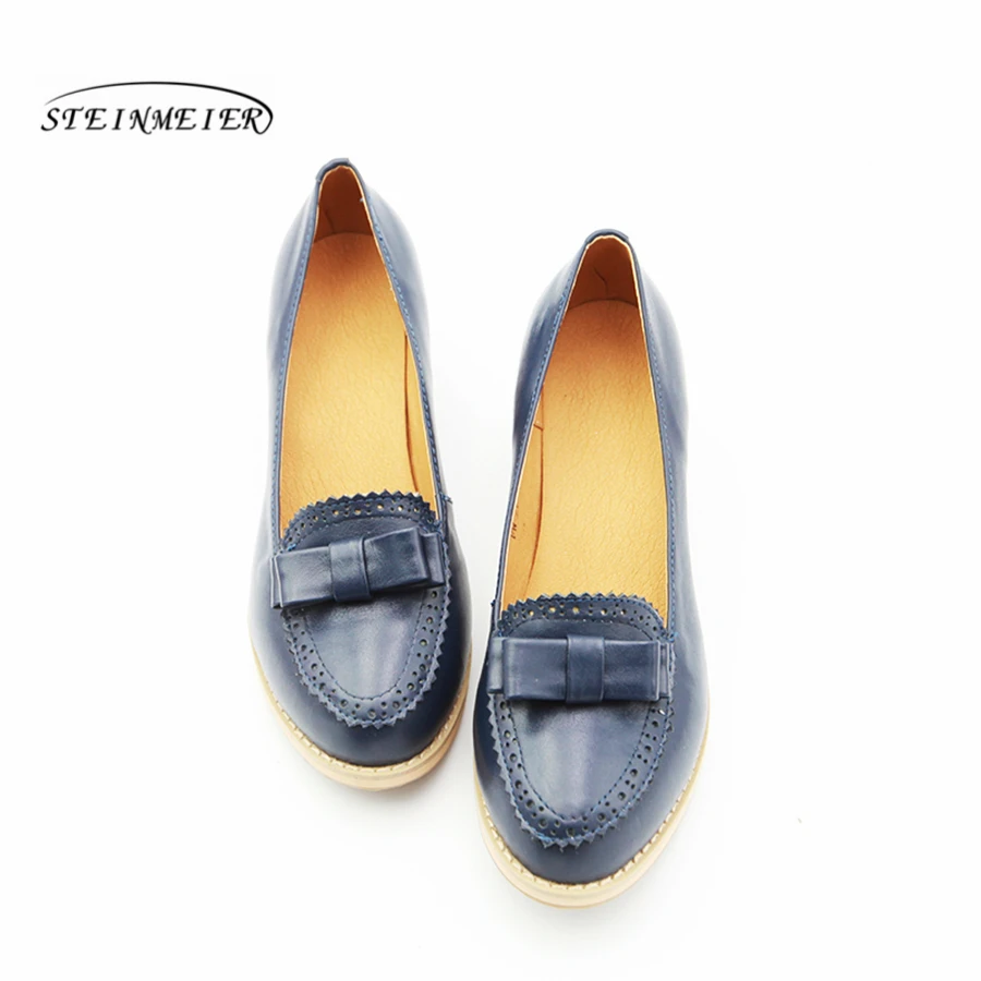 Женские туфли оксфорды из натуральной кожи дизайнерские винтажные лодочки на 5