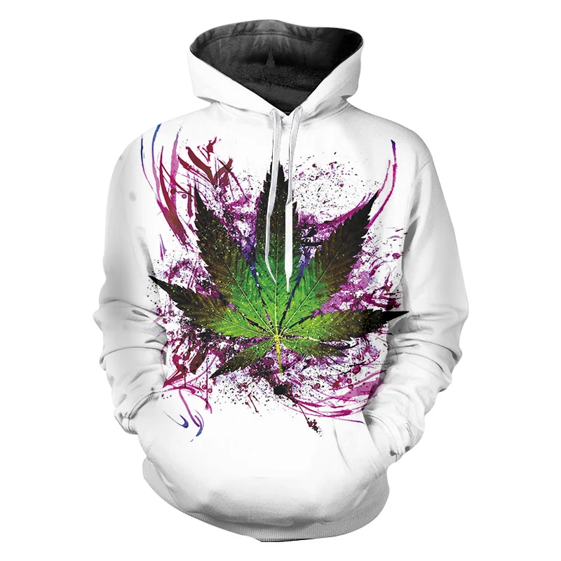 OGKB толстовки белые Новое поступление мужская забавная печать листья цветок 3D
