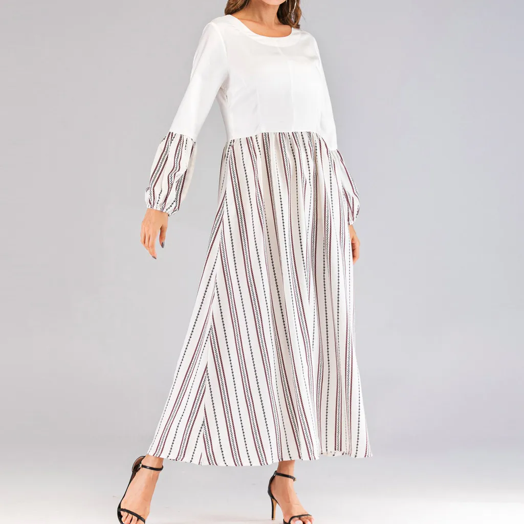 Женское платье в полоску CHAMSGEND Элегантное повседневное мусульманском стиле