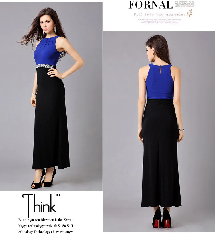 2017 New long dress women elegant slim woman party clothes club maxi bodycon sleeveless vestido femininas white blue red |