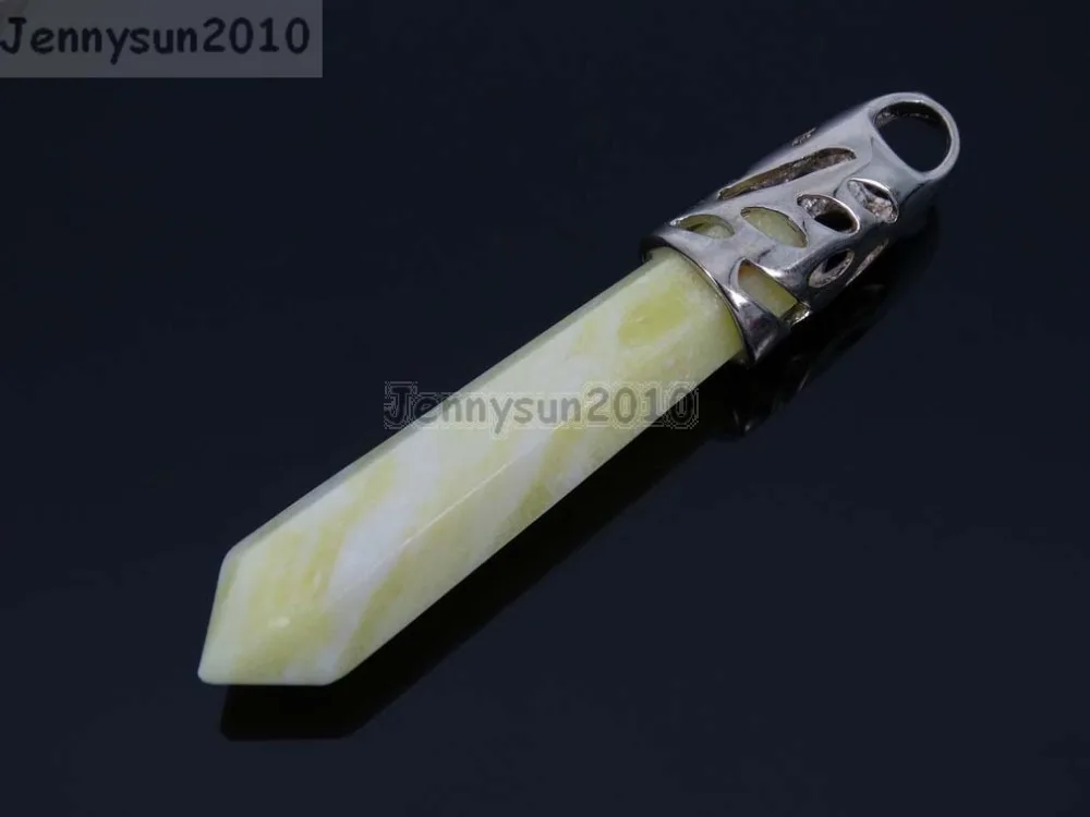 Натуральный желтый Tur-quoise драгоценные камни длинная шестиугольная остроконечная