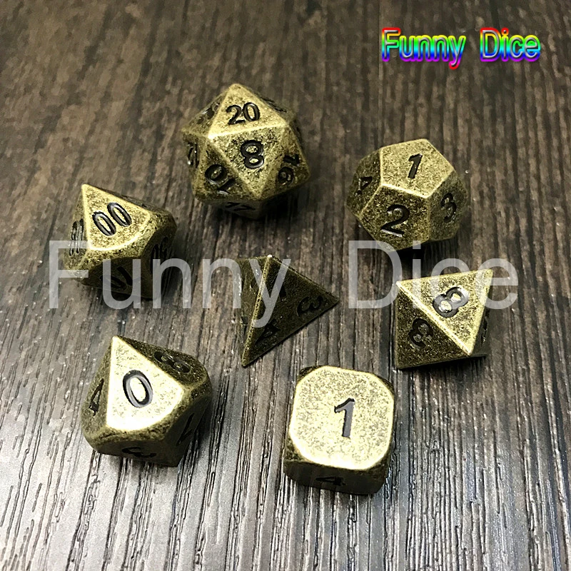 7 шт./компл. набор новых металлических игральных костей d4 d6 d8 d10 d % d12 d20 для