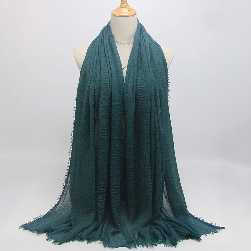 53 NEW women bubble cotton solid color muslim head scarf shawls and wraps pashmina bandana female foulard crinkle hijab stores - Цвет: 53