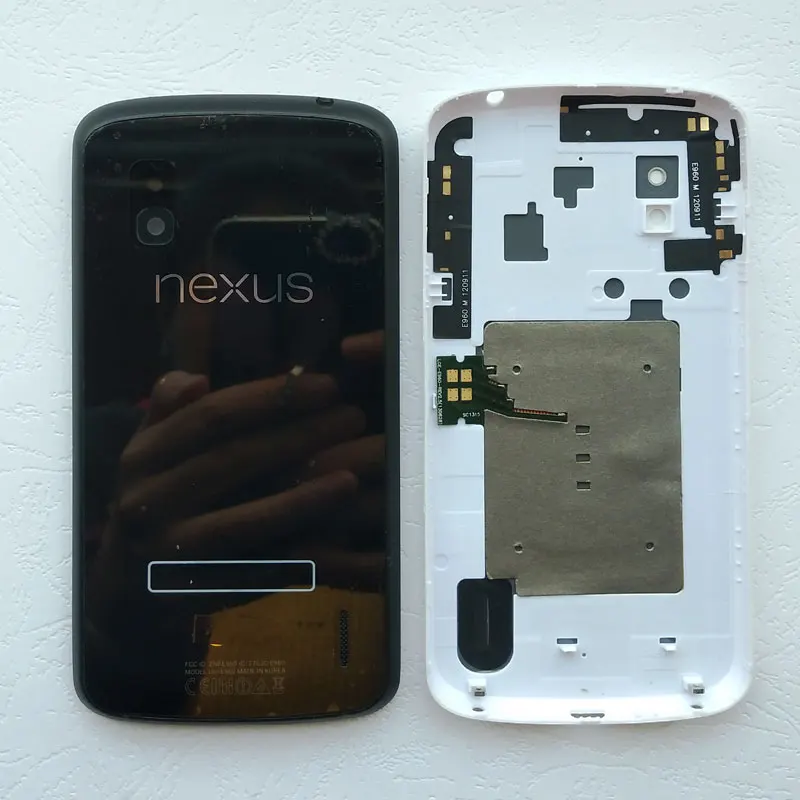 

ZUCZUG New Glass Battery Cover Rear Housing For LG Google Nexus 4 E960 Back Case With NFC+Camera Lens+Side Keys+Logo 후면 하우징