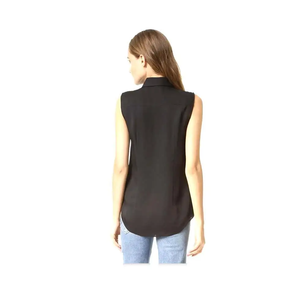 Плюс Размеры Новая мода 2018 Для женщин отложной воротник рубашки без рукавов