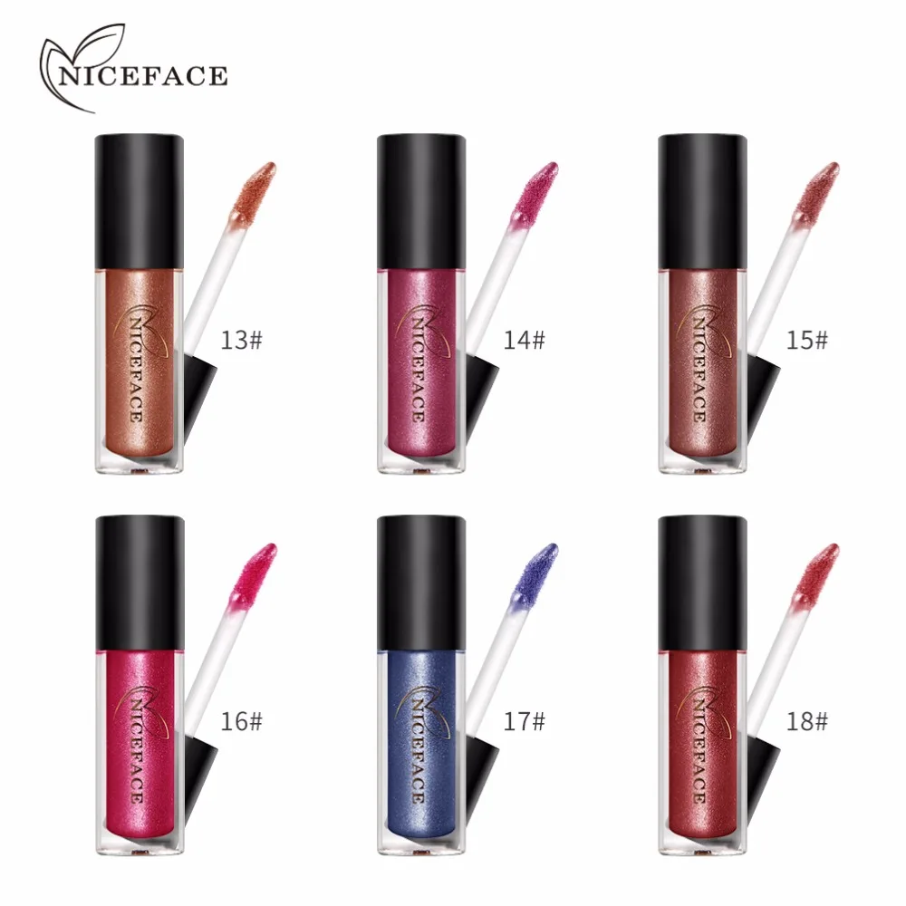 NICEFACE 6 цветов Ультра металлическая жидкая помада бронза розовое золото мерцающий
