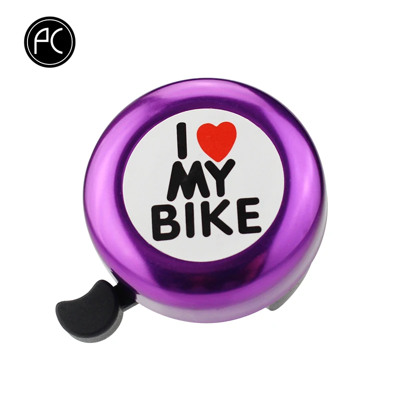 PURPLE PCycling велосипедный Звонок I Love My Bike Печатный чистый звук алюминиевый сплав MTB дорожный сигнализация для велосипеда Предупреждение мини кольцо колокольчик для детей - Цвет: PURPLE