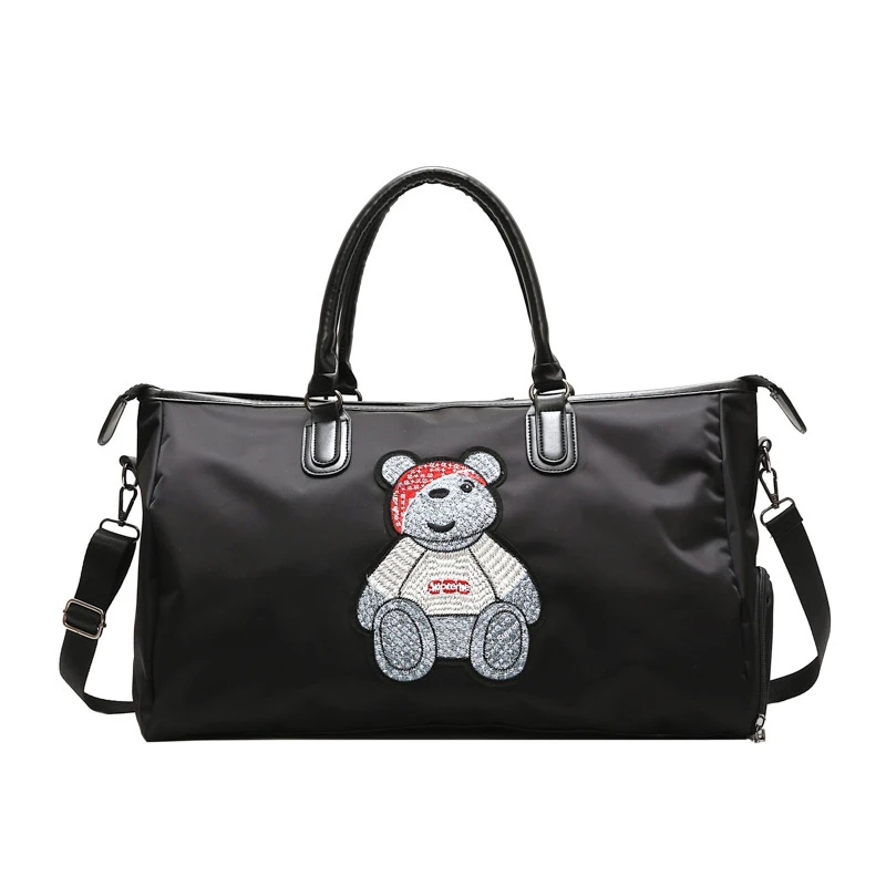 S travel bag Женская дорожная сумка ручные багажные сумки большой емкости с рисунком медведя Дорожная сумка из ткани Оксфорд Водонепроницаемая модная спортивная сумка для выходных - Цвет: S travel bag