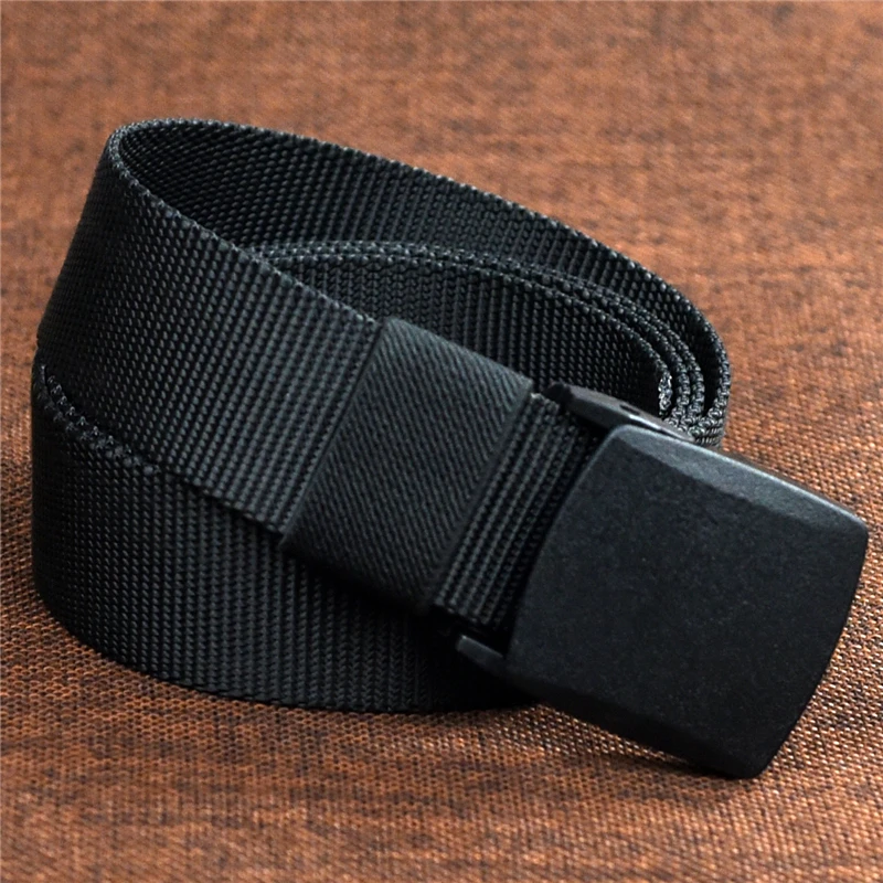 

Metal-free hypoallergenic canvas belt men over security belt buckle leisure plastic imitation nylon belt