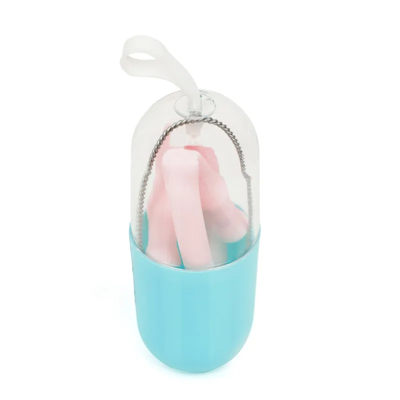 case pink Многоразовые соломенные силиконовые складные соломинки с чистящей щеткой переносной складной соломинки для путешествий дома - Цвет: case pink