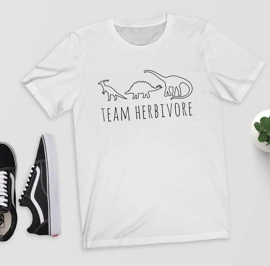 Женская хлопковая Футболка Team Herbivore Повседневная футболка с принтом динозавра