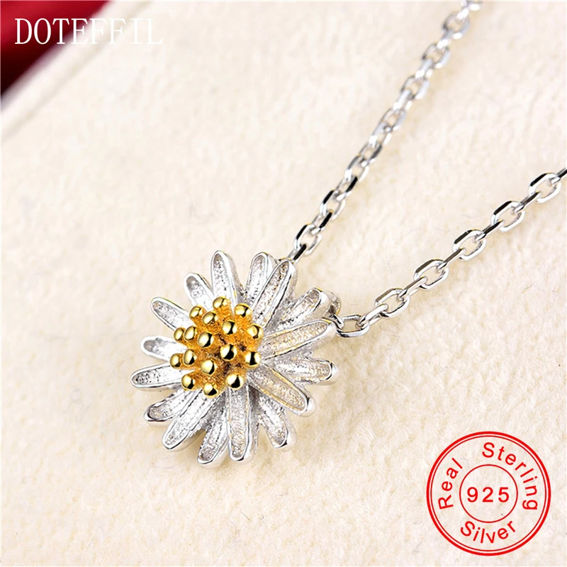 Женское ожерелье из серебра 925 пробы с подвеской в виде маргариток|pendants for women|silver