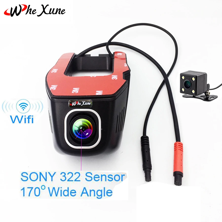 Whexune регистраторы Новатэк 96658 Sony imx322 Wi Fi 1080 P Видеорегистраторы для автомобилей