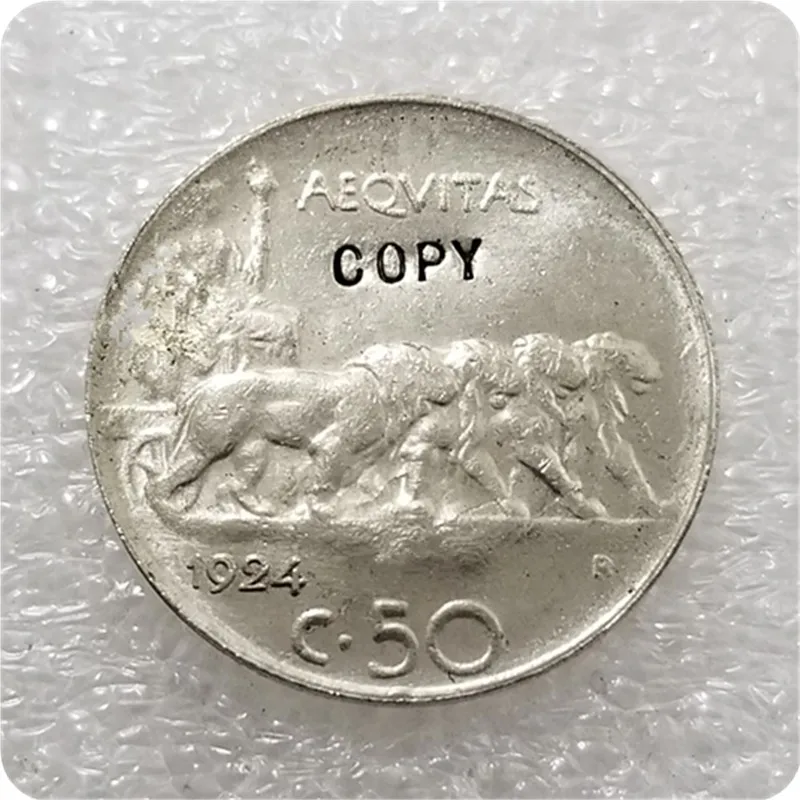 1924 1924 Италия 50 монет центесими копия памятных монет-копия монет медаль коллекционные монеты - Цвет: 1924