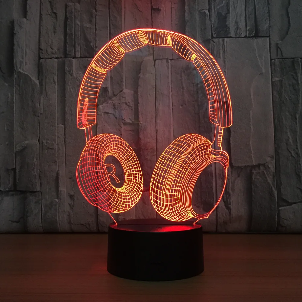New Headset Touch Table Lamp 7 Colors Changing Desk 3d Novelty Led Night Lights Light Drop Ship Usb | Лампы и освещение