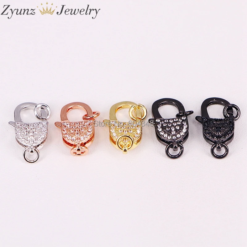 

10PCS ZYZ292-8426 CZ Micro Pave Hook Lobster Clasp Cubic Zirconia Clasp DIY Jewely Findings