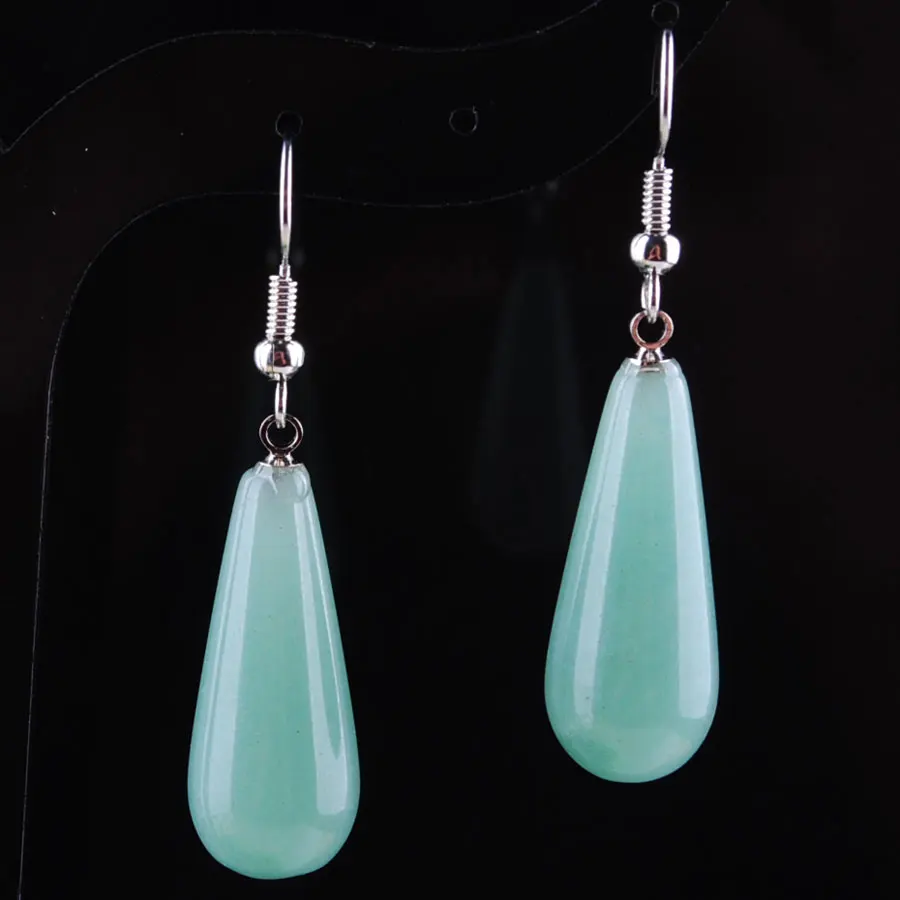 WOJIAER натуральный авантюрин Howlite белый кристалл драгоценный камень бусины висячие серьги пара для женщин ювелирные изделия PBR320 - Окраска металла: Aventurine PR3140