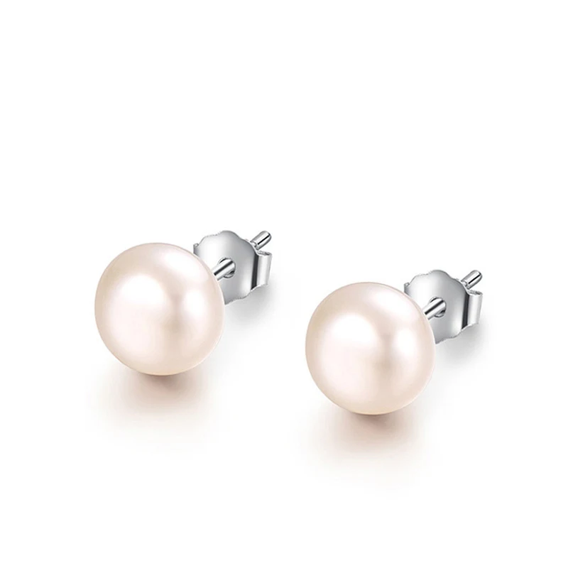 Женские серьги-гвоздики с натуральным пресноводным жемчугом | Украшения и