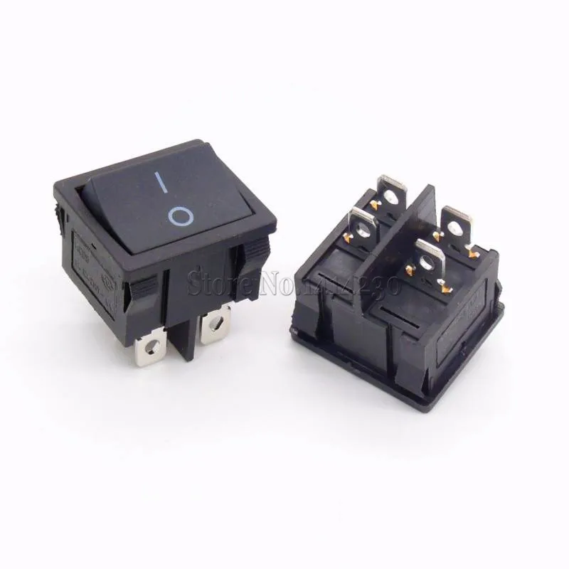 KCD5 21x24 мм 21*24 4 контакта 2 положения 6A/12A 250VAC ON OFF DPST Черный клавишный