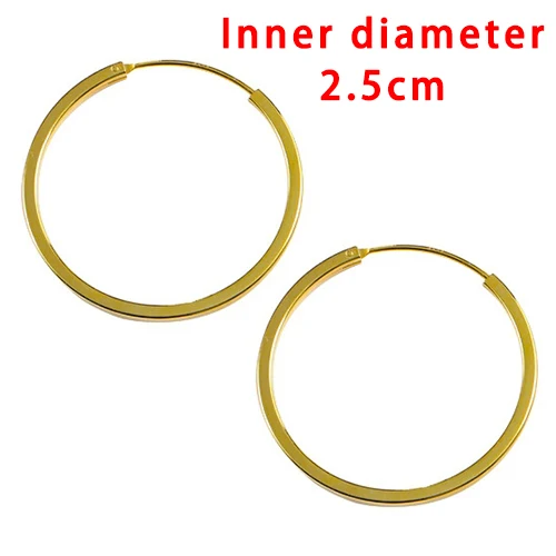 Gold 2.5cm 5 размеров, 925 пробы серебряные Модные Простые большие маленькие серьги-кольца, хорошее ювелирное изделие для женщин - Цвет камня: Gold 2.5cm