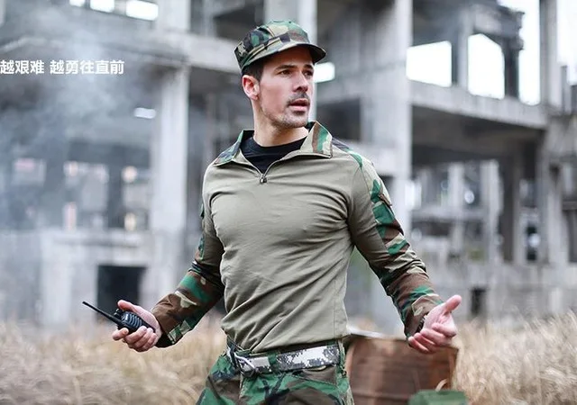 Новая Униформа Мультикам Военная футболка с длинным рукавом для мужчин камуфляжная армейская рубашка страйкбол Пейнтбол Туризм тактическая рубашка - Цвет: Camouflage