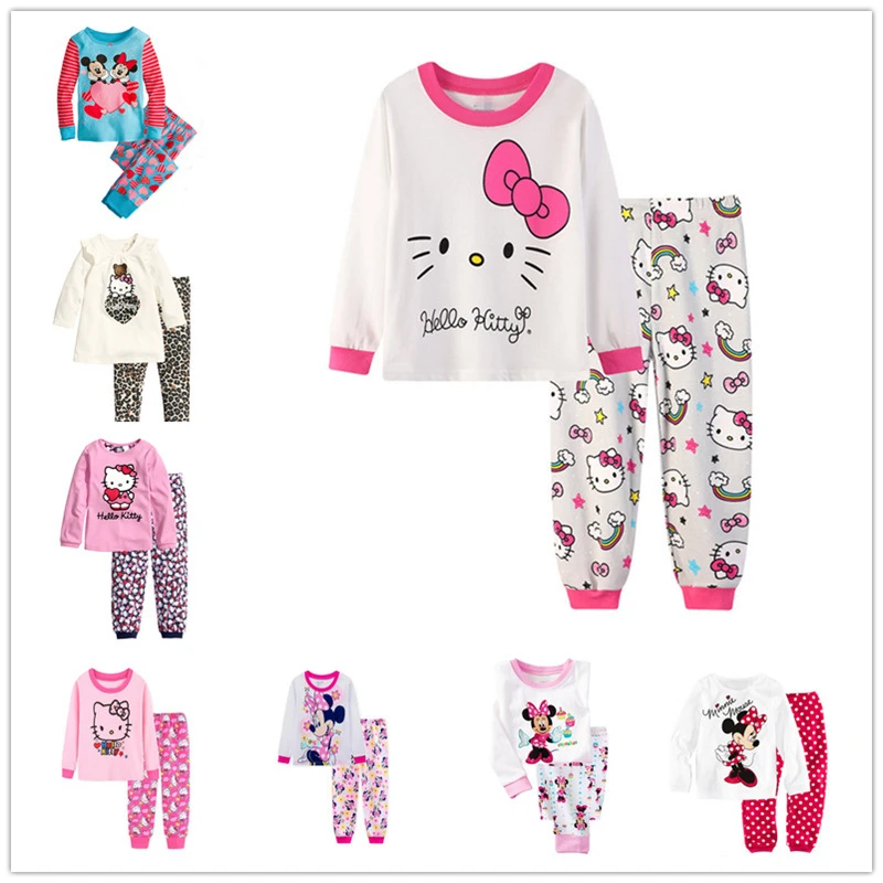 2019 стильные хлопковые Пижамные комплекты на весну осень и зиму для маленьких