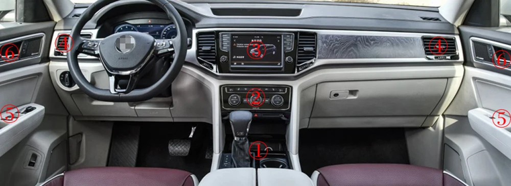 Для Volkswagen VW Teramont Atlas внутренняя Центральная панель управления дверная ручка наклейки из углеродного волокна наклейки для стайлинга автомобилей аксессуары