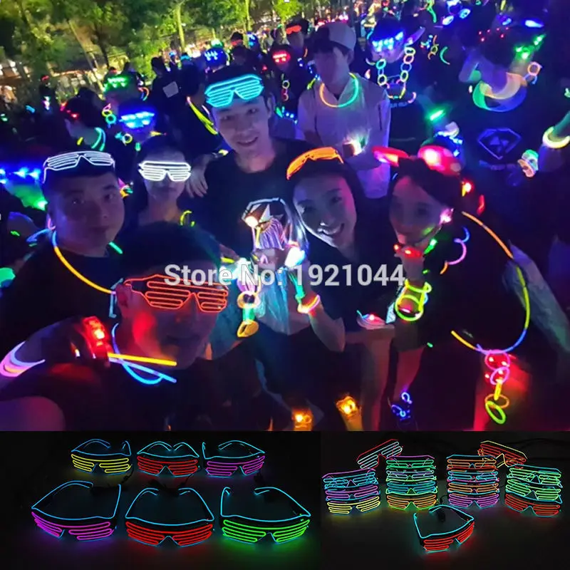 Многоцветные мигающие светодиодсветодиодный неоновые очки со звуковой