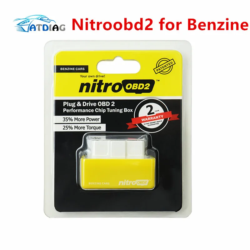 Benzine yellow Больше мощности OBD2 автомобильный нитро производительность чип блок настройки NitroOBD2 OBD разъем интерфейса и привод больше крутящего момента работает для дизельных автомобилей - Цвет: Benzine yellow