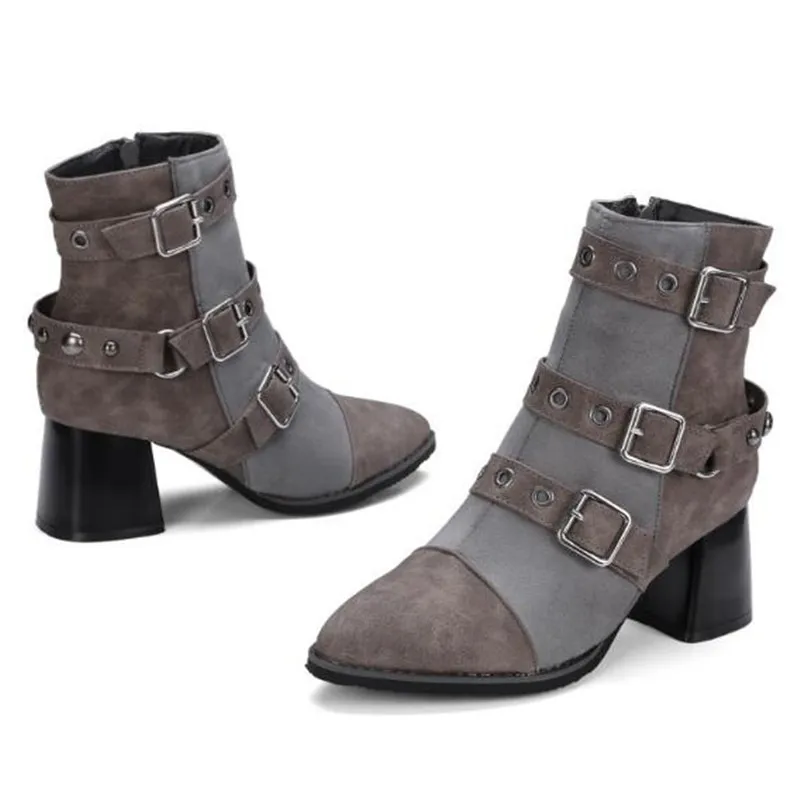 Autumn and winter New style fashion High-heeled Cusp black rivet boots Comfortable Cashmere Keep warm Women Boots 34-48