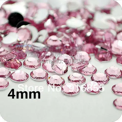 

Free shipping Fashion Wholesale SS16 4mm 10000pcs Light pink flatback Resin rhinestones,nail art rhinestones DIY deco