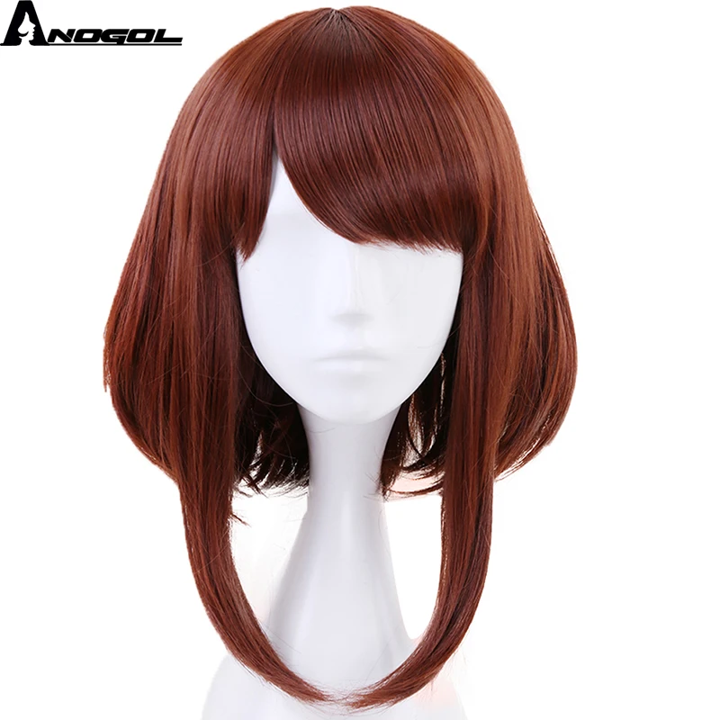 Anogol мой герой Academy OCHACO URARAKA Auburn оранжевый короткий прямой Боб Синтетический Косплей парик для ролевых игр костюм на Хэллоуин