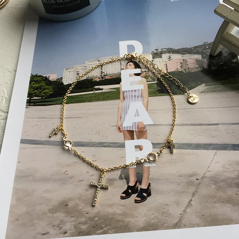 Manerson мода простой колье крест кристалл Подвески Для женщин Boho Популярные в