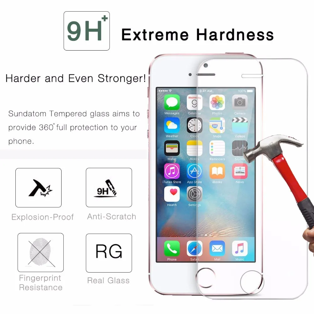 Sundatom закаленное Стекло Экран протектор для iPhone5 iPhone SE 5 5C 5S 5SE HD Прозрачная пленка