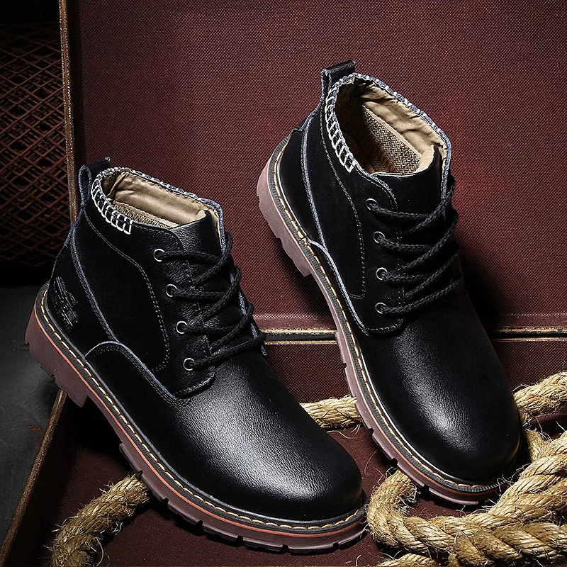 Осень и зима мужчины Мартин сапоги чистые дышащая кожа высокие для Британского