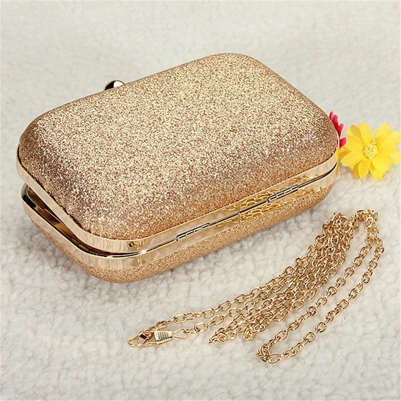 Evening Bag 2016 New Arrival Lady Women Party Wedding Glitter Chain Clutch Case Box Handbag Purses Elegant gold bag | Багаж и сумки