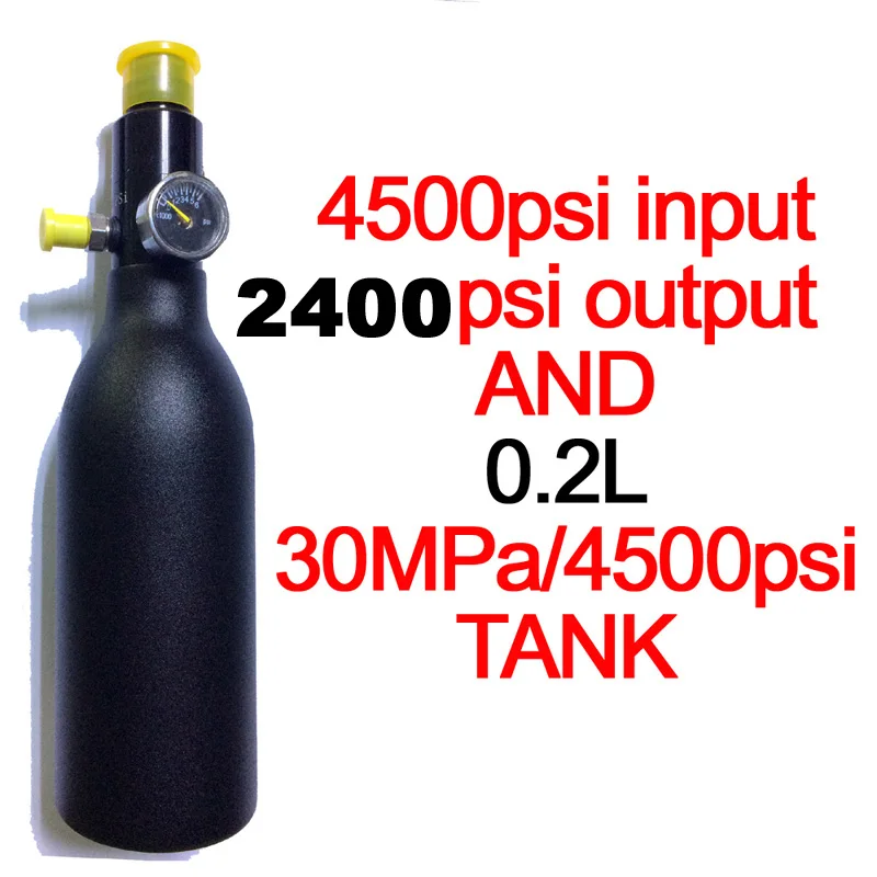 Пейнтбол PCP Дайвинг Альпинизм Воздушный бак цилиндр 4500psi/30MPA 0,2 0,35 0.45L HPA высокосжатая бутылка M18* 1,5 регулятор - Цвет: 0.2L 2400psi output