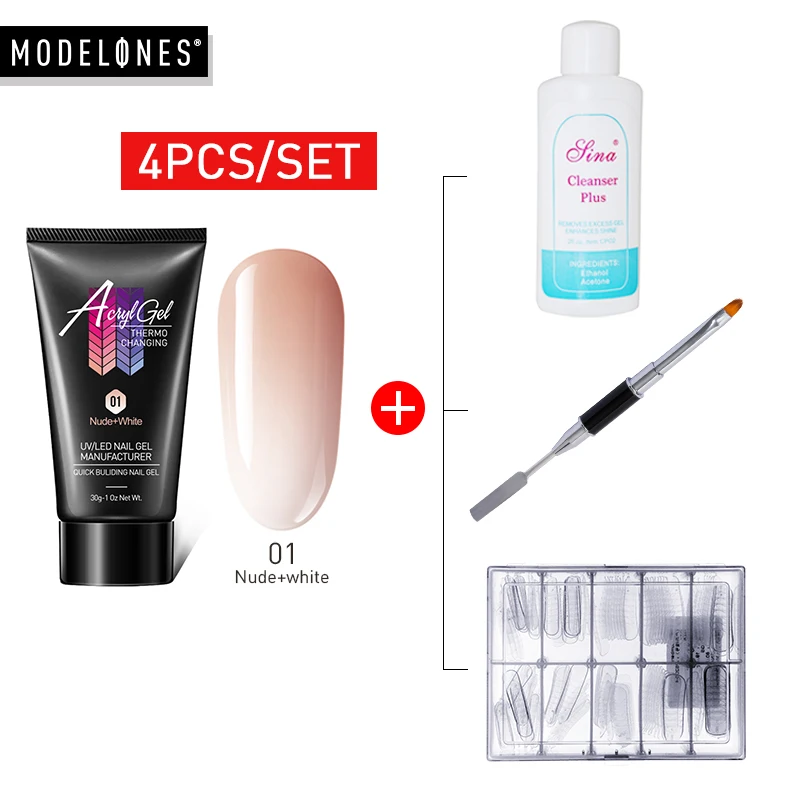 Набор для наращивания ногтей Modelones 4 шт./лот термостойкий гель Хамелеон