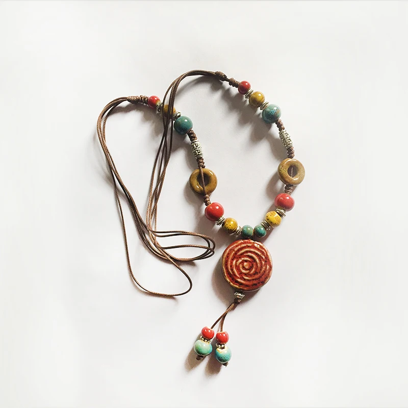 Винтаж Jewelry Подвеска себе Цепочки и ожерелья для женщин керамические только один