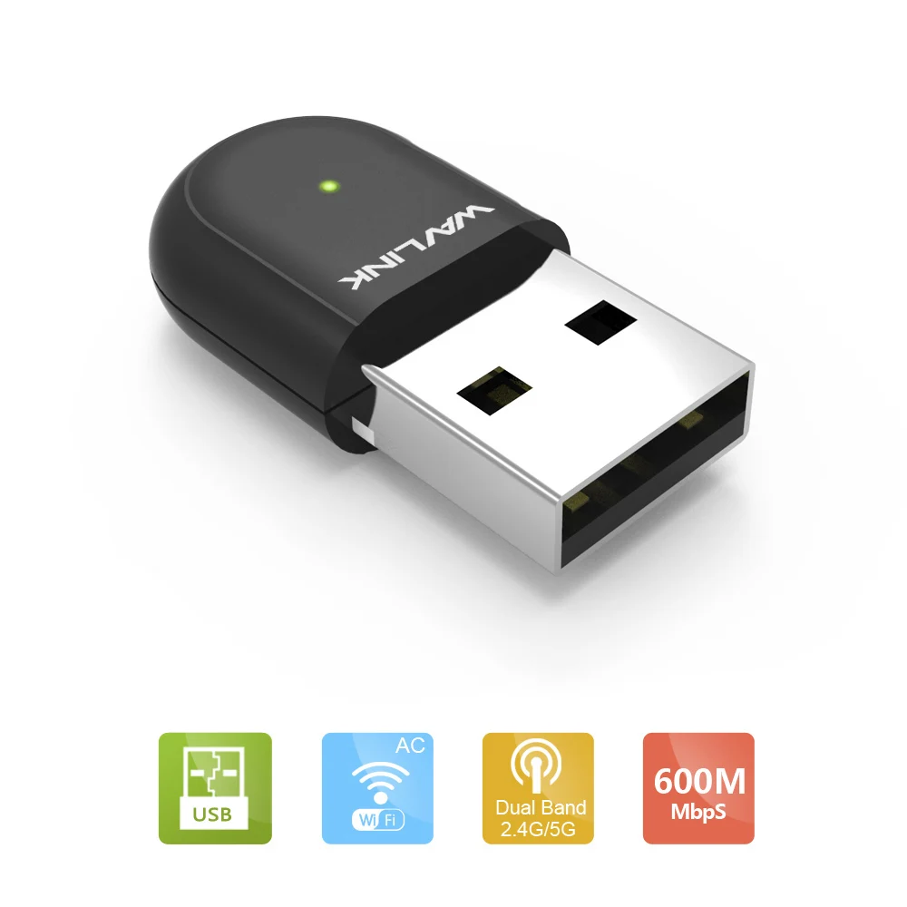 Wavlink USB Wifi адаптер 600 Мбит/с WiFi донгл двухдиапазонный 2 4/5 ГГц беспроводной приемник