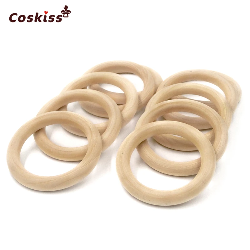 Juguete de dentici&oacute;n org&aacute;nico para beb&eacute;, 25mm (0,98 ''), accesorios para el cuello, anillo de madera, mordedor Montessori, 20 Uds.-2