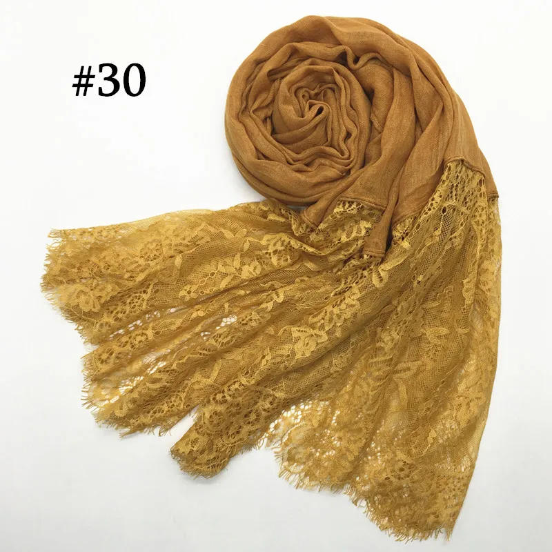 1PCS Hot sale fashion cotton and viscose lace scarves muslim head Scarf shaws soild elegant lady simple flowers high quality