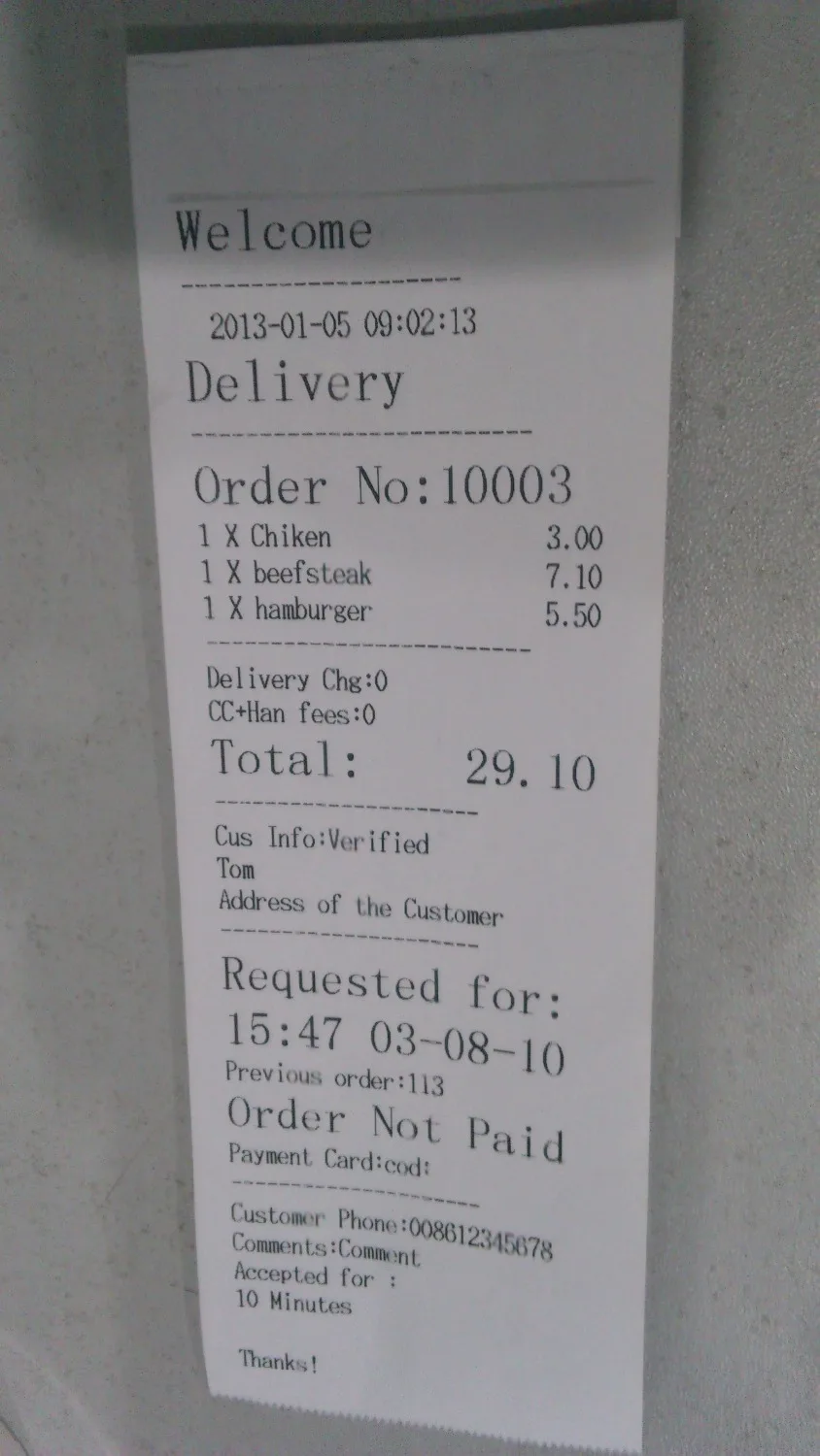 Настраиваемый Логотип GPRS SMS беспроводной принтер для онлайн заказа продуктов и