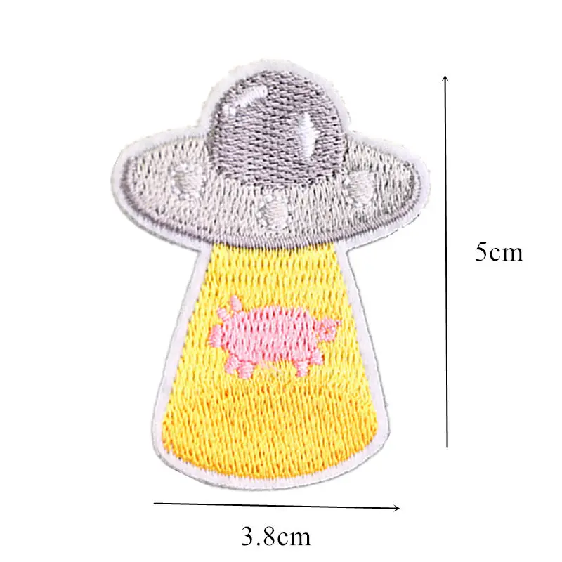 Embroidery Sew Iron On Patches UFO Pig Embroidered Badges For Bag Jeans Hat T Shirt DIY Appliques Craft Decoration | Дом и сад