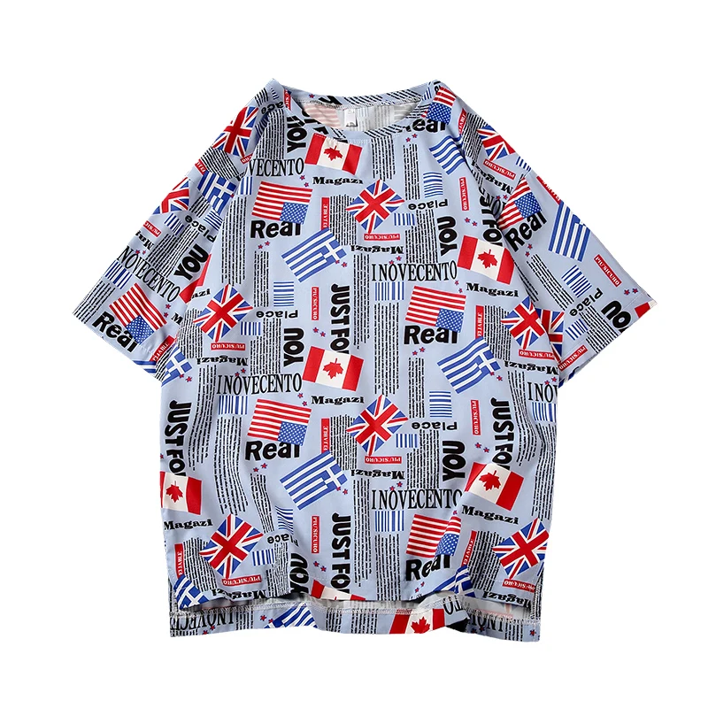 Мужская футболка с коротким рукавом летняя принтом бойфренд Uzzang 2019|Мужские