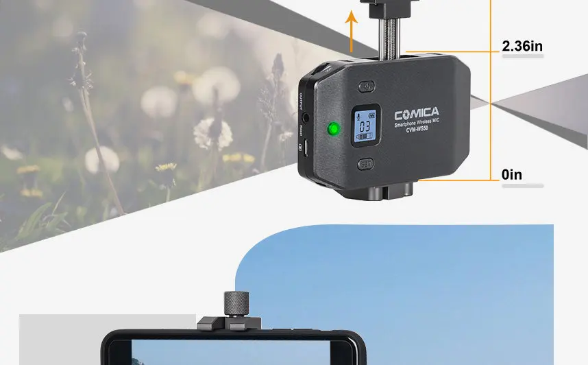 CoMica CVM-WS50A Pro Микрофон для смартфона с отворотом беспроводной микрофон w Bluetooth RC ручка интеллектуальное видео для прямой трансляции Youtube