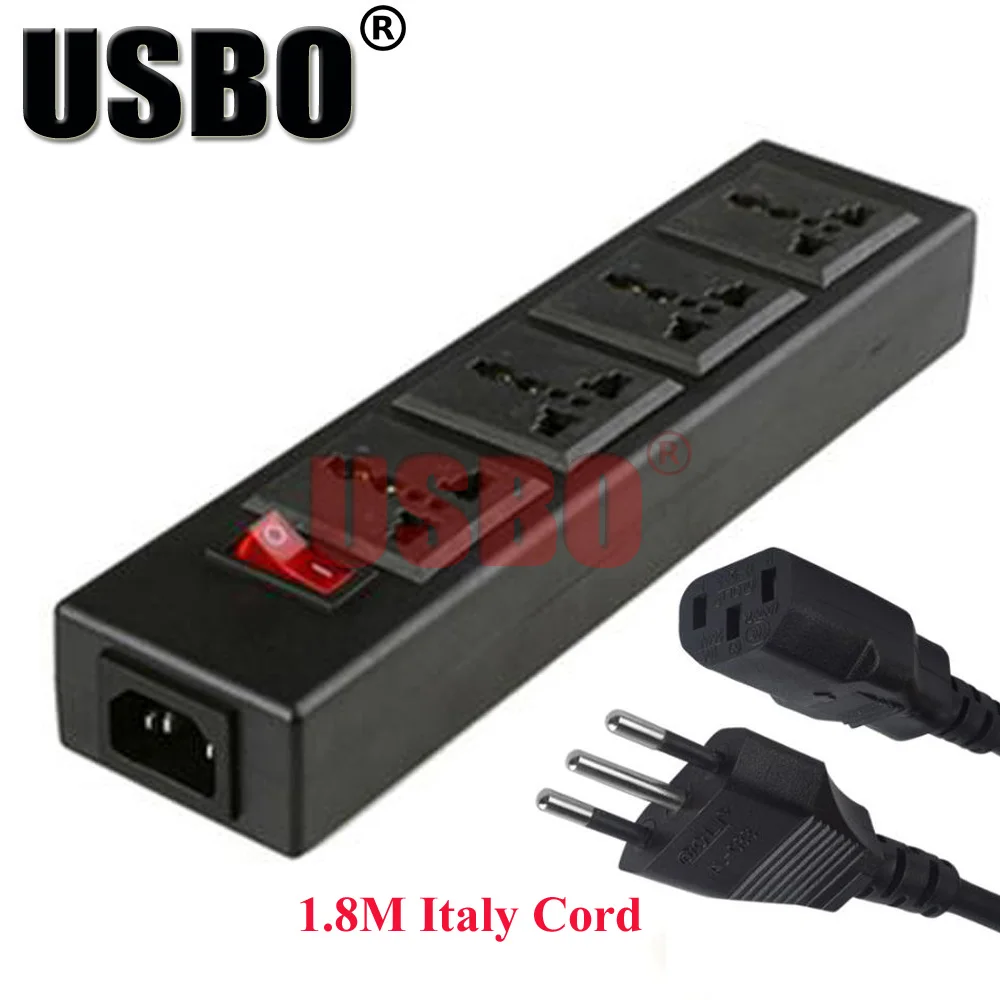Черный 250v 10a 4 jack многофункциональный универсальный адаптер питания розетка PDU полоса проводка плата удлинитель разъем шнур питания конвертер - Цвет: Outlet Italy Cord