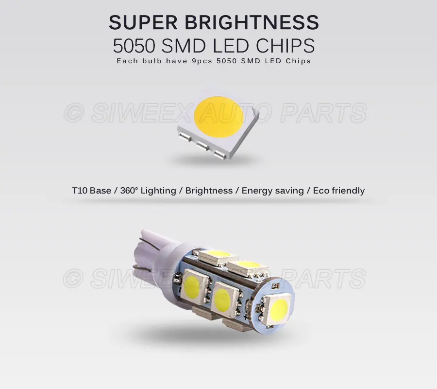 2 шт. автомобисветодиодный светодиодные лампы W5W T10 194 147 9 5050 SMD|Сигнальная лампа| |